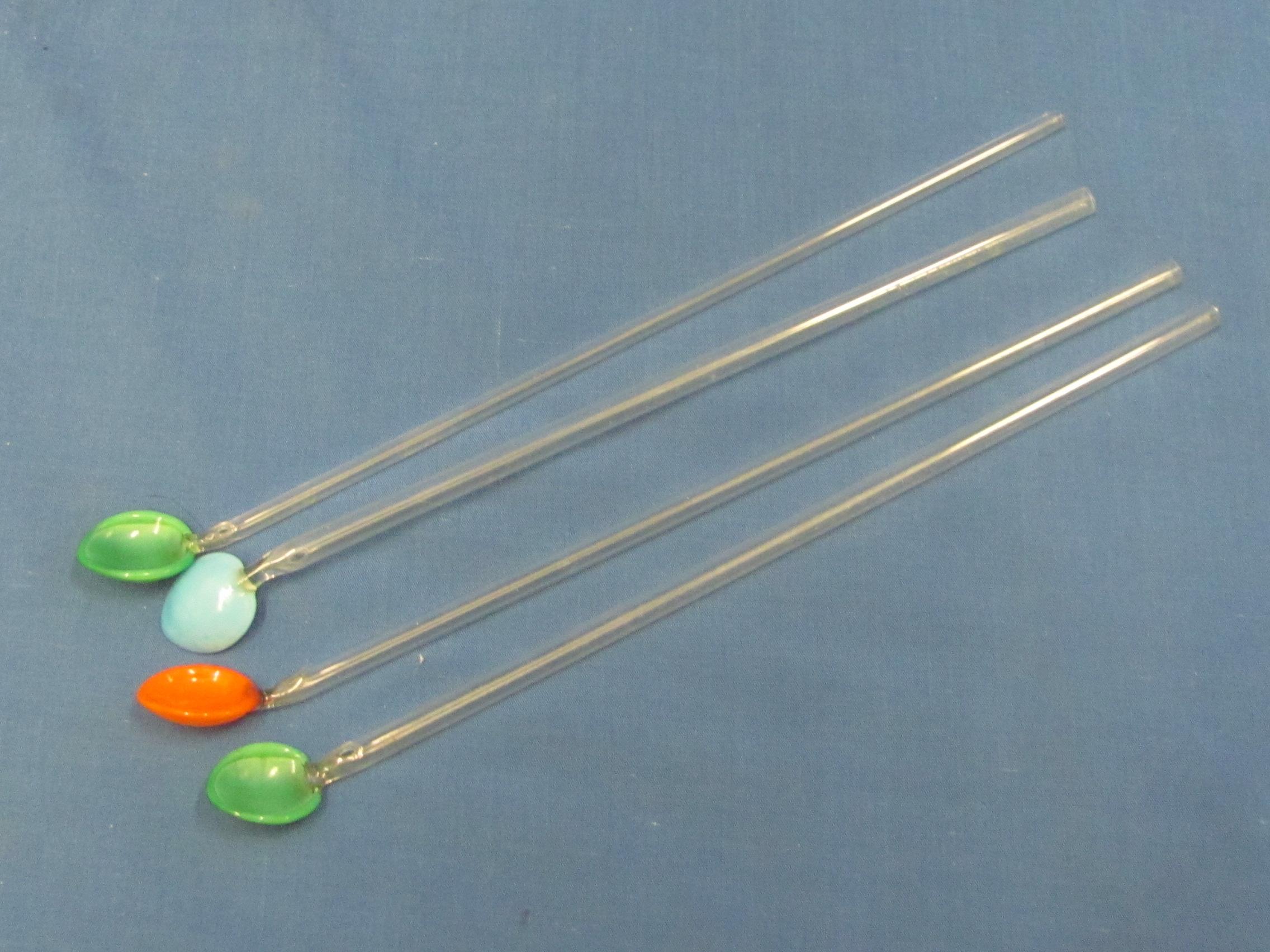 Lot of Glass Stir Sticks – 4 are also Straws – Some have Advertising inside or on them