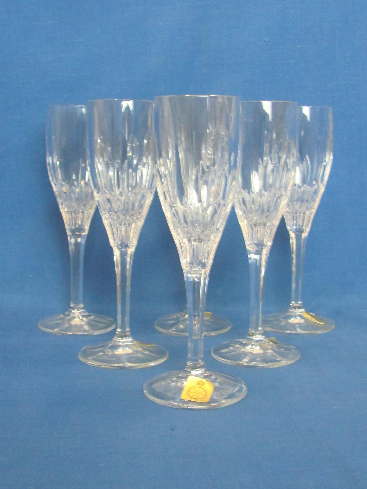 Set of 6 Lead Crystal Stemmed Glasses – Bleikristall – Made in Germany – 6 3/4” tall