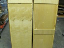 Oak Cabinet With Glass Doors – 8 Shelves – 14” x 32” - 44” T – Missing One Shelf