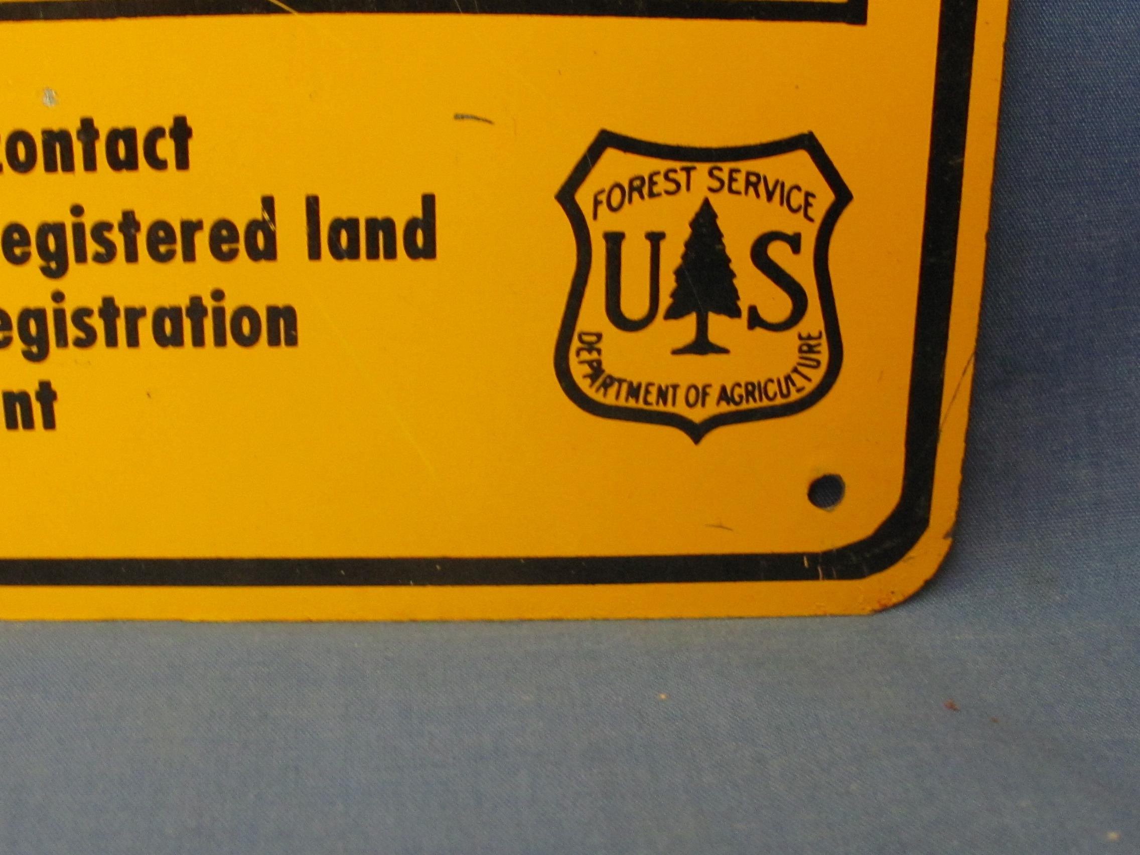 U.S. Forest Service Land Survey Monument Metal Sign – 7” x 10” - As Shown