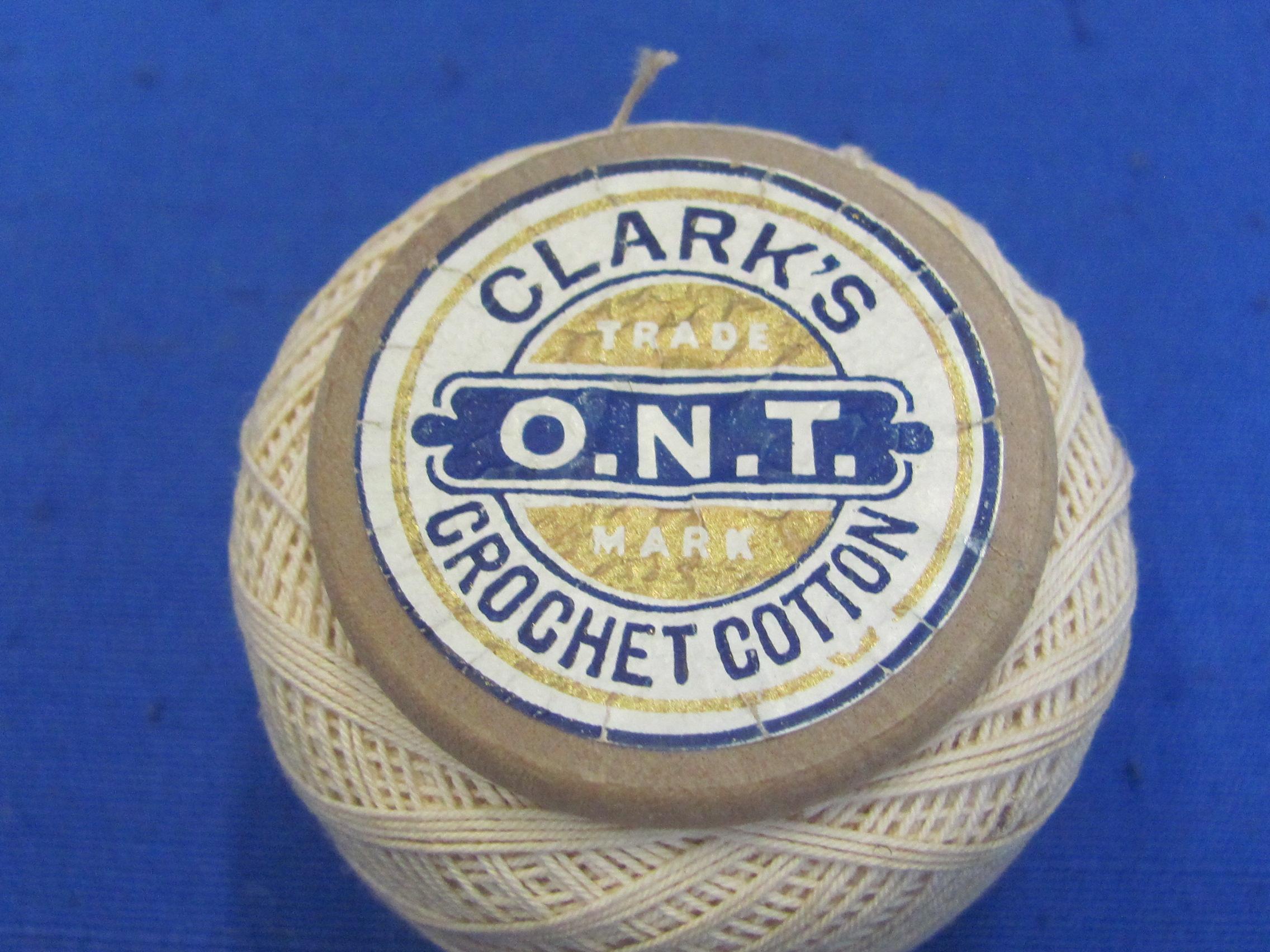 12 Wood Spools of Clark's Crochet Cotton – 200 Yards a spool – 1 Spool has been started