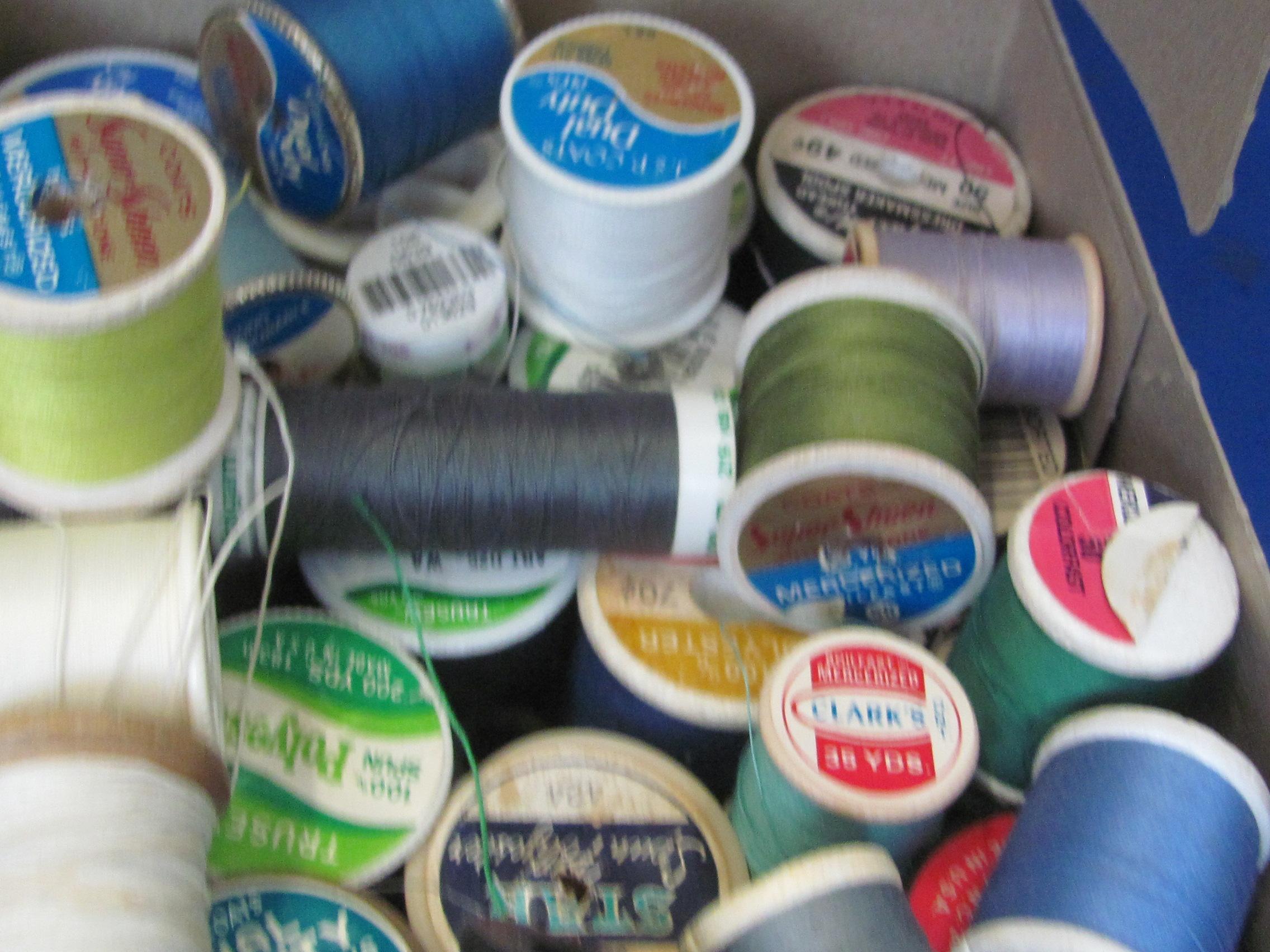 Box Full of Spools of Thread – Various Colors – As shown