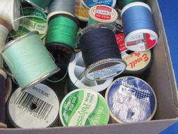 Box Full of Spools of Thread – Various Colors – As shown