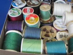 Box Full of Spools of Thread – Various Colors – As shown