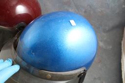 2 Vintage Motorcycle Helmets 1 is Blue Sparkle & 1 Bell Tour Star Size 7 1/8"