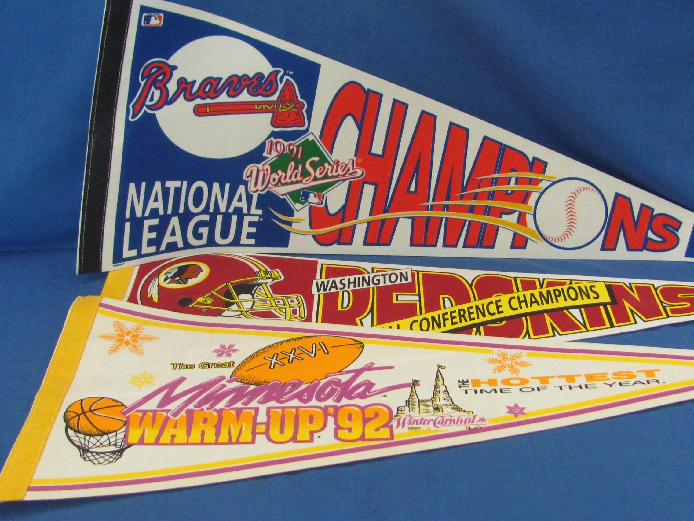 Sports & Souvenir Pennants (40) – 91 Twins – 91 Northstars – Strikers – Royals & Others