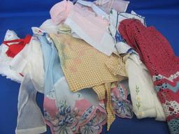 12 Vintage Half Aprons: Sheer – Crocheted – Gingham & more – 1 with Tiny Bible Charm