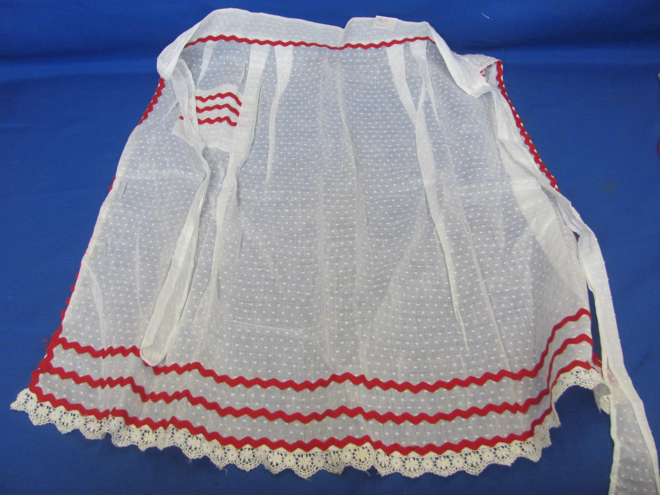 12 Vintage Half Aprons: Sheer – Crocheted – Gingham & more – 1 with Tiny Bible Charm