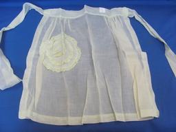 12 Vintage Half Aprons: Sheer – Crocheted – Gingham & more – 1 with Tiny Bible Charm