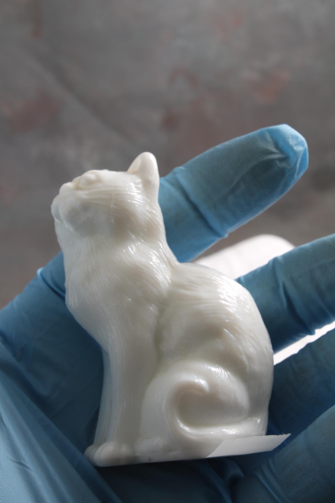 White Milk Glass Kitten Cat Figurine Paperweight 3" Tall