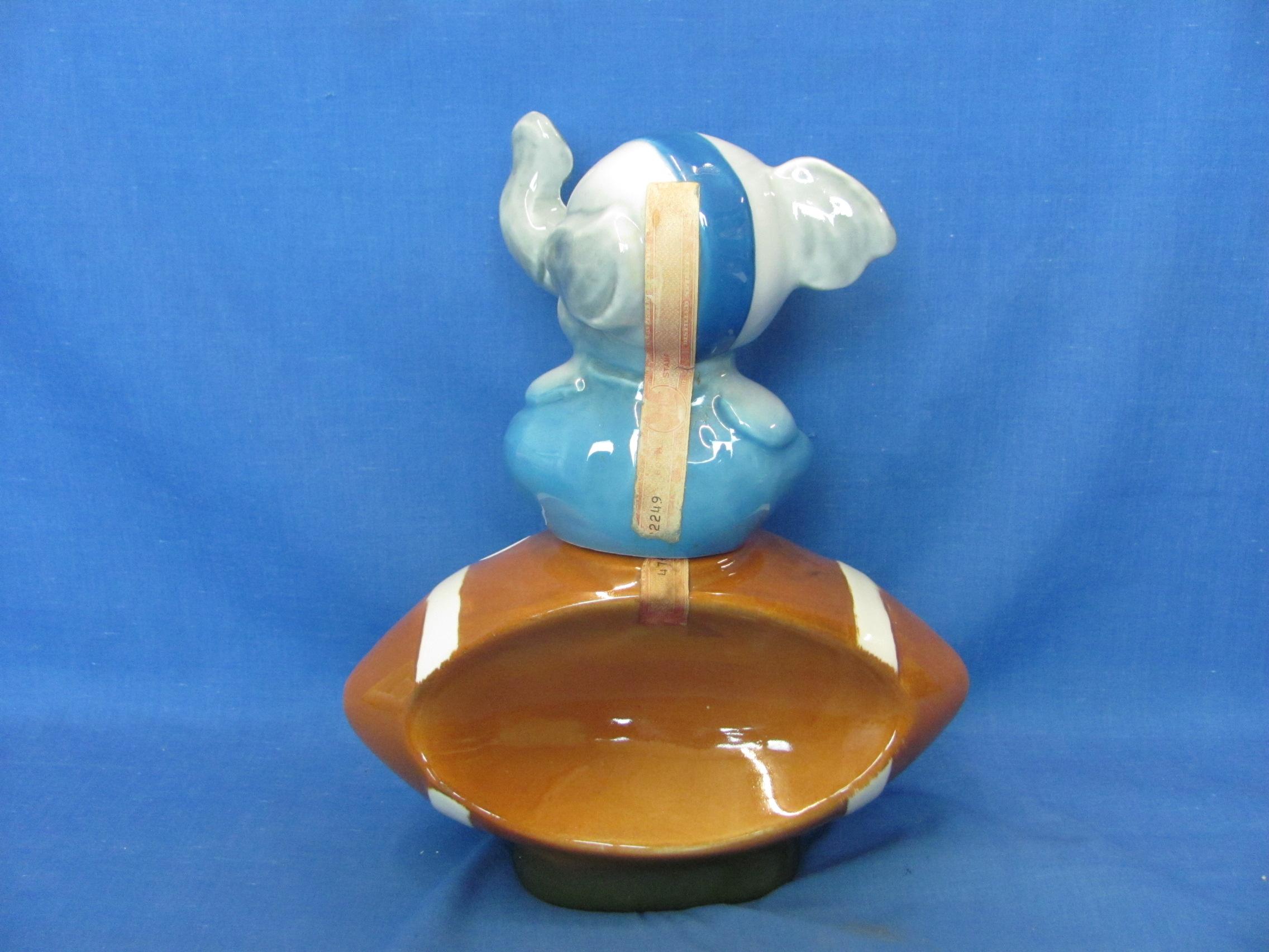 1972 Jim Beam Political Elephant & Football Decanter – 10 1/8” T