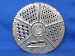 Round Grater “5 in 1 Safety Grater Steamer Strainer Slicer”  Made in USA – 8” in diameter