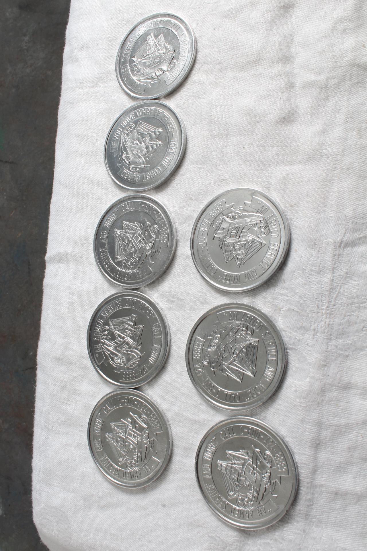 1979 Lot of 8 U.S. Coast Guard New Orleans Mardi Gras Tokens Dubloons