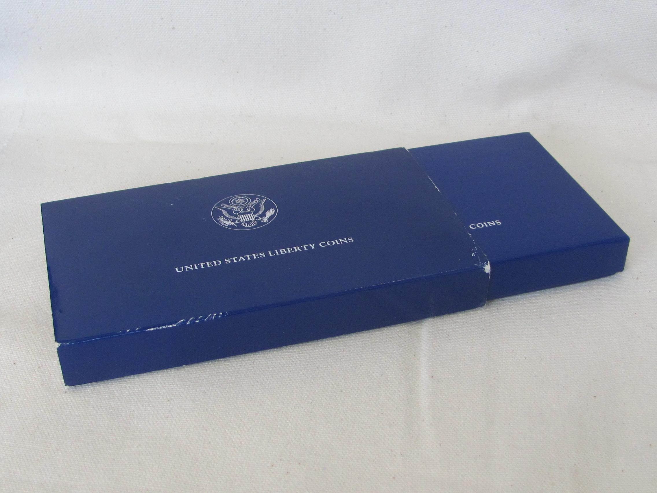 1986 US Liberty Proof Set – Silver Dollar & Half Dollar – Case, Papers & Box