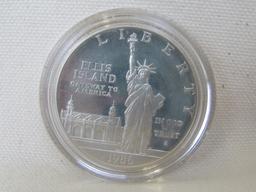 1986 US Liberty Proof Set – Silver Dollar & Half Dollar – Case, Papers & Box