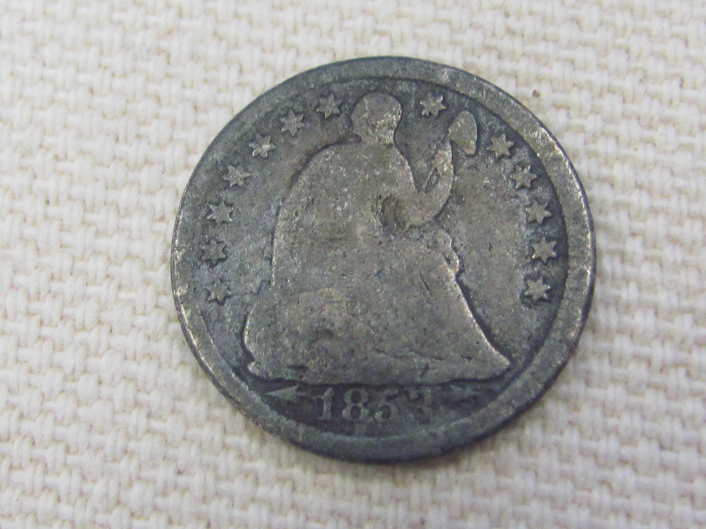 1853 Seated Liberty Half Dime – With arrows