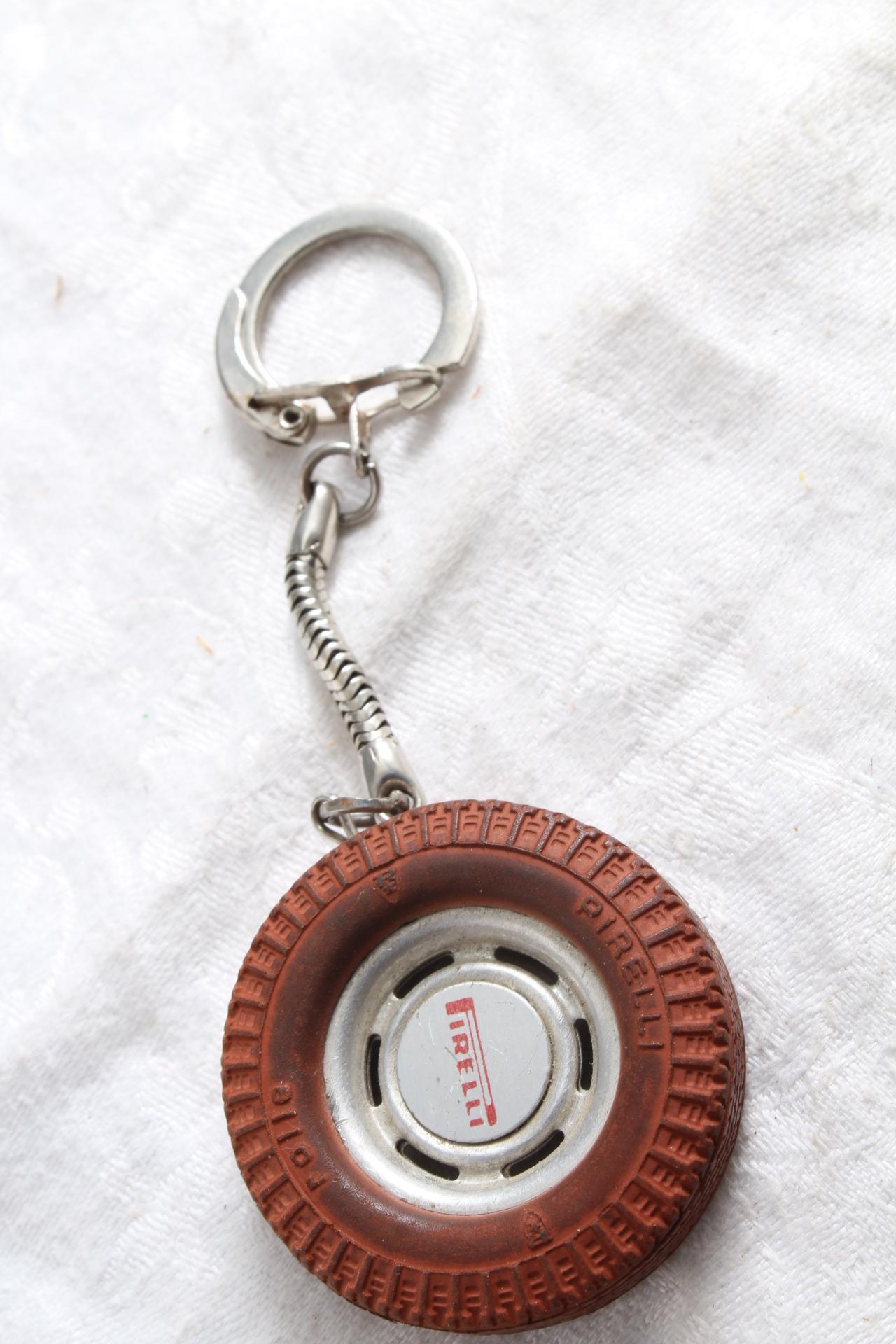 Vintage PIRELLI Tires Advertising Figural Key Chain Tire