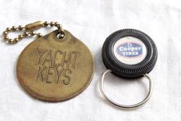 Vintage Cooper Tires Adv Key Chain + Brass Yacht Keys Key Chain