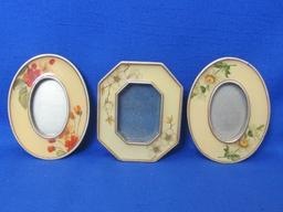 3 Miniature Enamel Picture Frames by The Bucklers of 5th Ave – 3” tall – All different