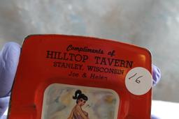 Vintage Hilltop Tavern Stanley Wisconsin Pin-Up Advertising Ashtray