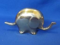 3 Brass Elephants – Hole in Trunk & Tail (String together?) - Made in Korea – Each is 5” long