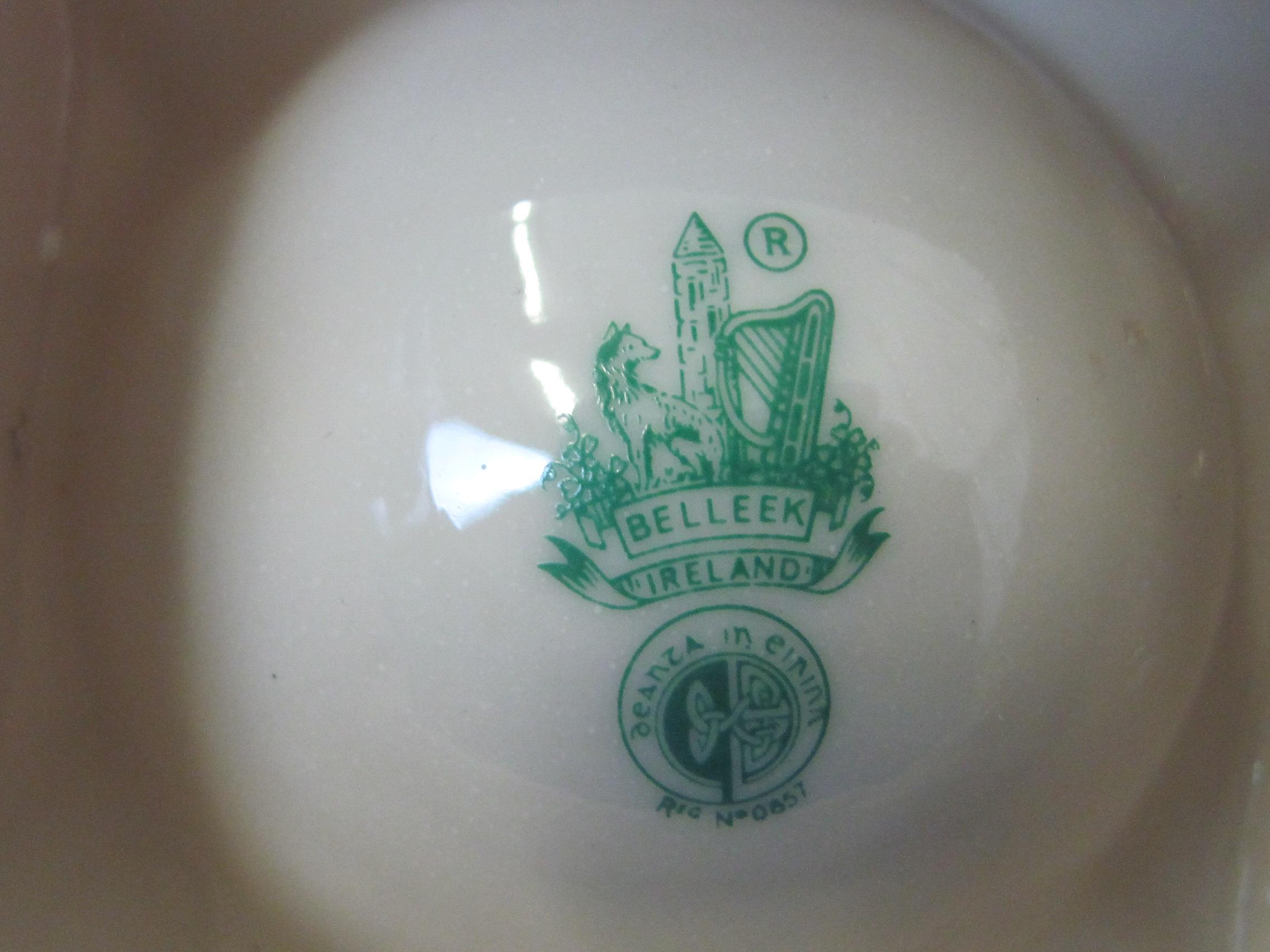 Belleek Pottery Ashtray – Square w Floral Design - 6th Green Mark – 1965 to 1980