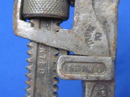 Trimo Pipe Wrench No. 10 – Patent Date 1916 – Made in Roxbury, Mass. - Wood Handle