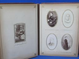 Antique Leather Bound Photograph Album – Full of Pictures - 1st Optical Illusion Skull/2 Little girl