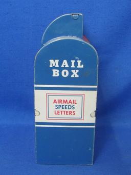 Tin Mail Box Bank by the Ohio Art Co. - 6” tall – Can be wall mounted