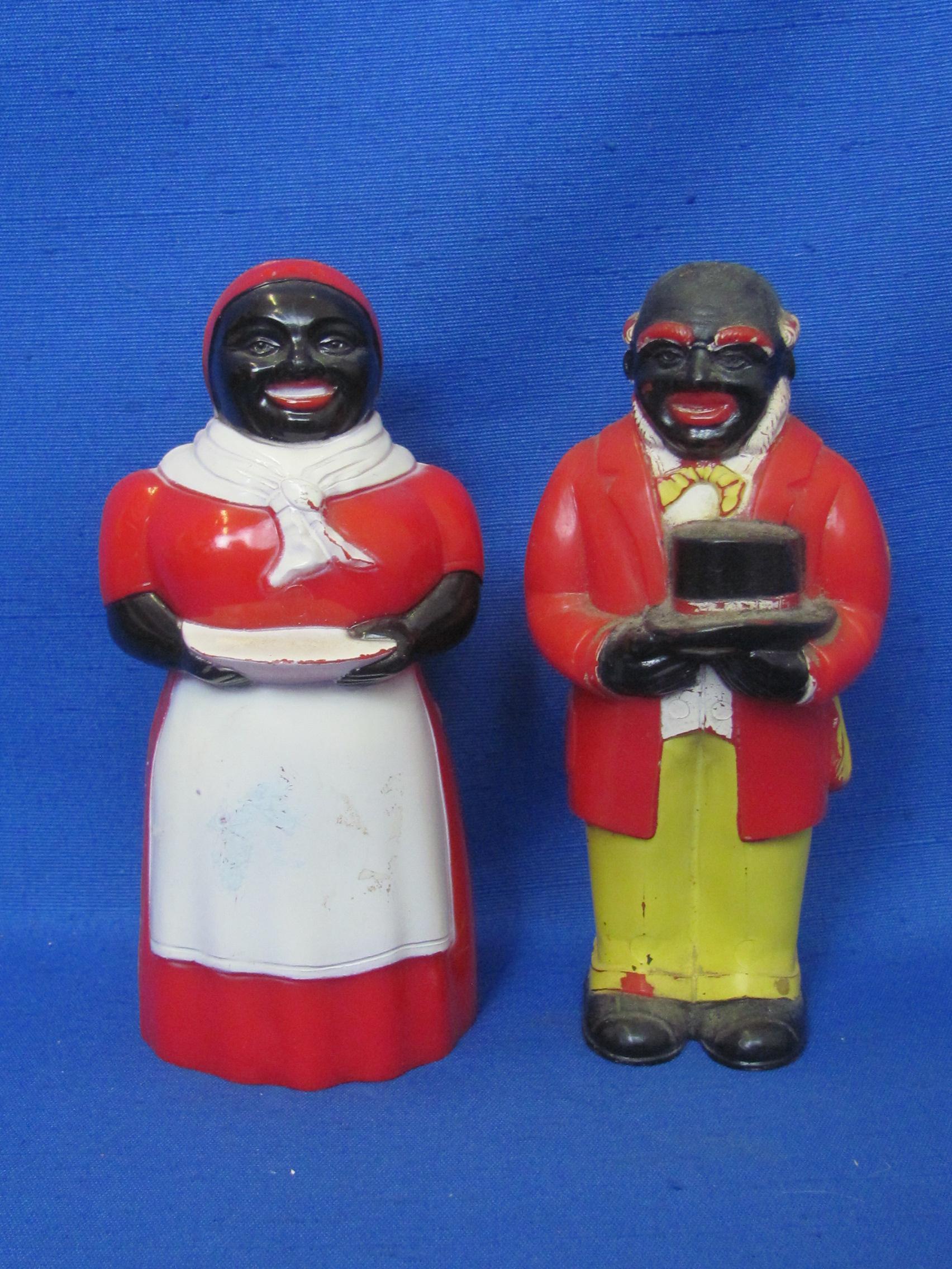 Plastic Aunt Jemima & Uncle Mose Salt & Pepper Shakers – 5 1/4” tall – by F&F Mold & Die