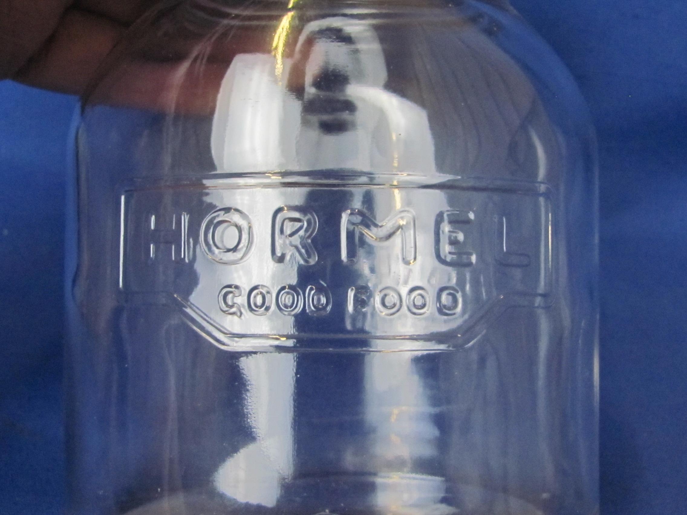 “Hormel Good Food” Glass Jar by Hazel-Atlas – Ball Zinc Lid – 5” tall