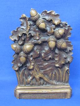 Syroco Wood Bookends – Acorns & Leaves – 6 1/2” tall