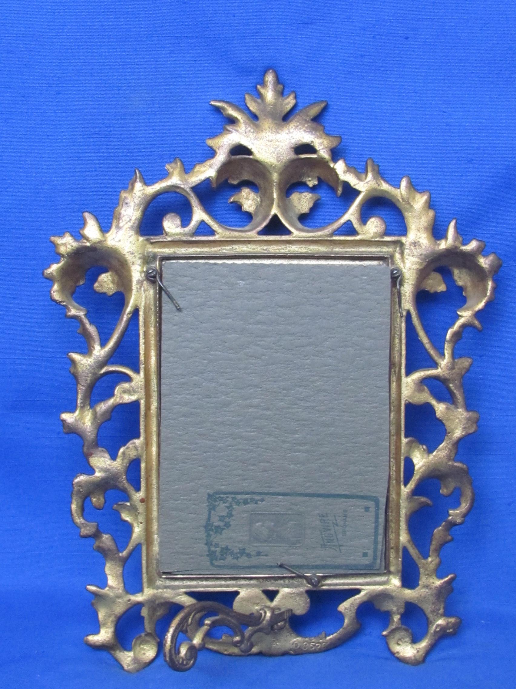 Pair of Vintage Cast Iron Picture Frames with Black & White Photos – 11 1/2” to 12” tall