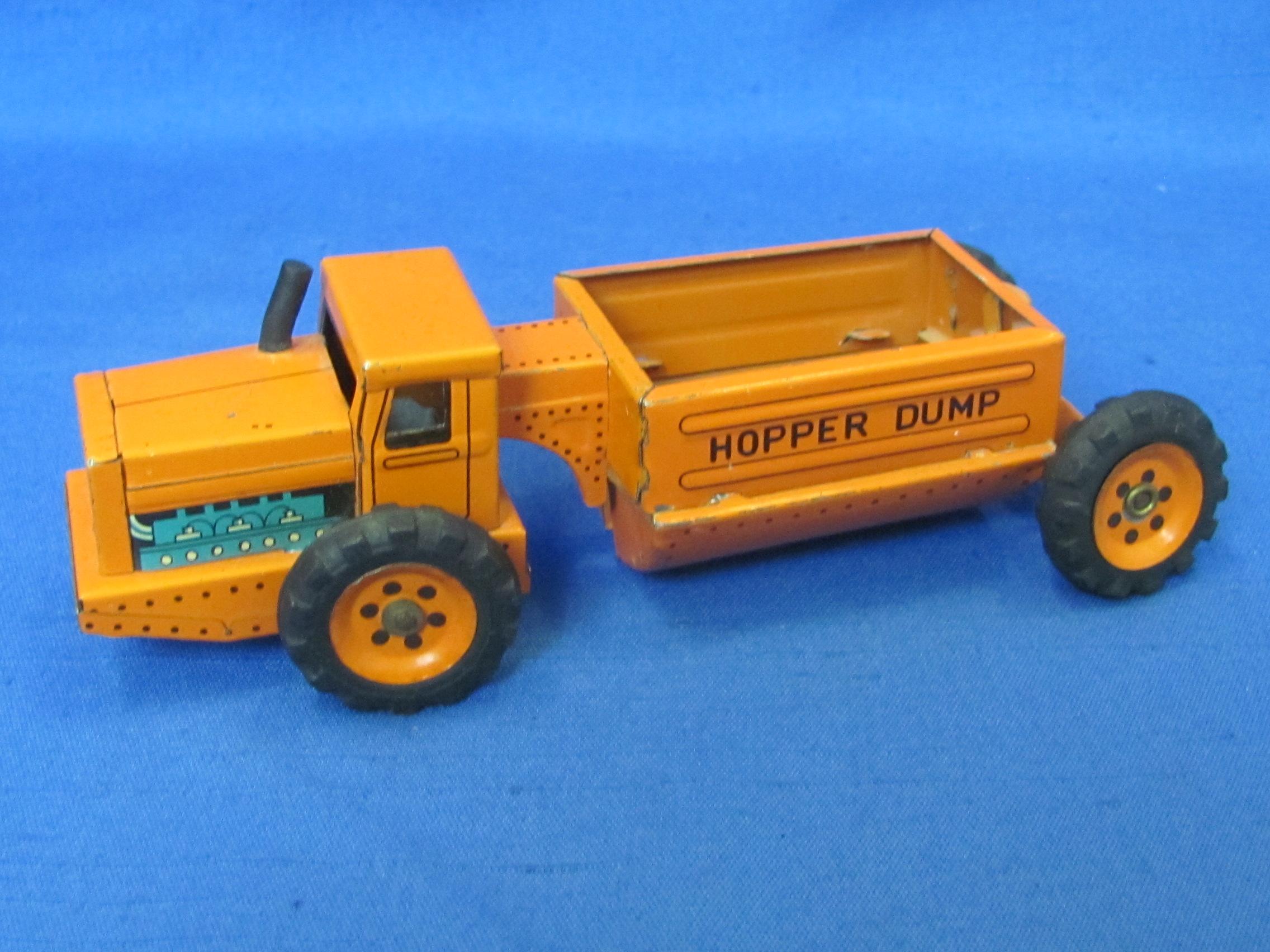 Tin Friction “Hopper Dump” Truck by Linemar Toys – Made in Japan – 6” long