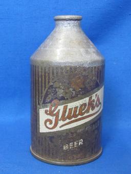 Steel Cone Top Beer Can “Gluek's – Silver Growler – The beer that speaks for Itself”