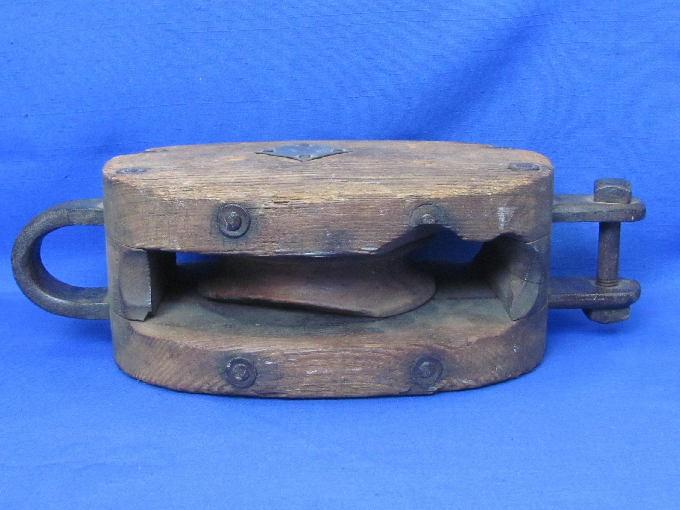 Large Wood & Cast Iron Pulley – 15 1/4” x 7 1/2” x 4 1/2” - No markings