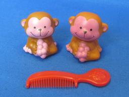 Raspberry Tart Doll with 2 Pets (Rhubarb) & Comb – 1980s – About 5” tall