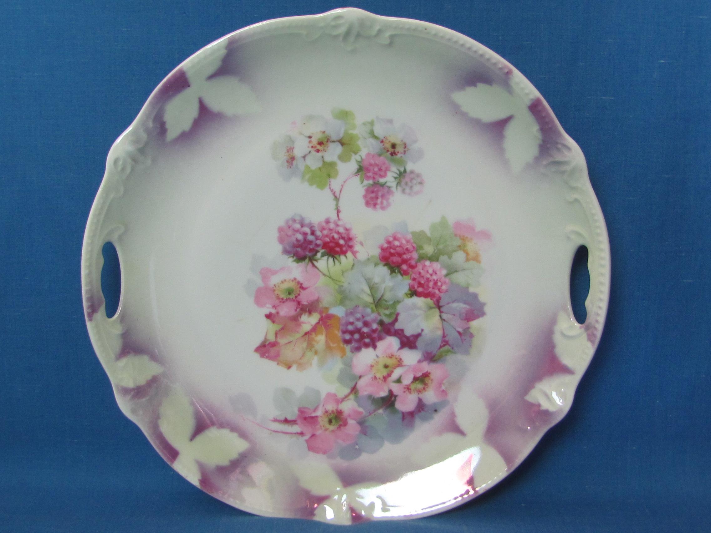 Lot of 4 Decorative Porcelain/Ceramic Plates – Floral Designs – 1 w Transfer of Woman