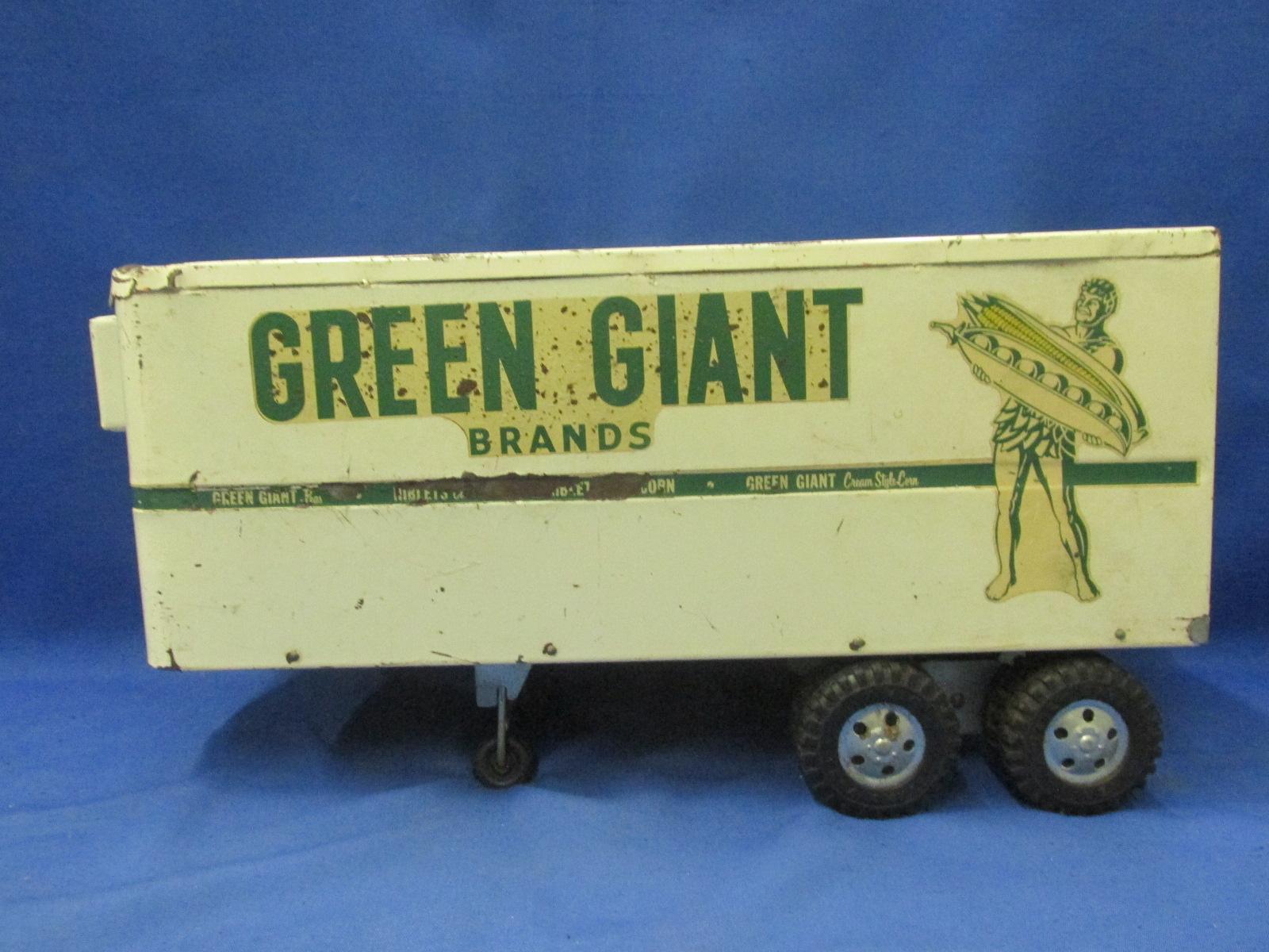 Vintage Mid-1950's Tonka Toys Green Giant Truck & Trailer - Pressed Steel