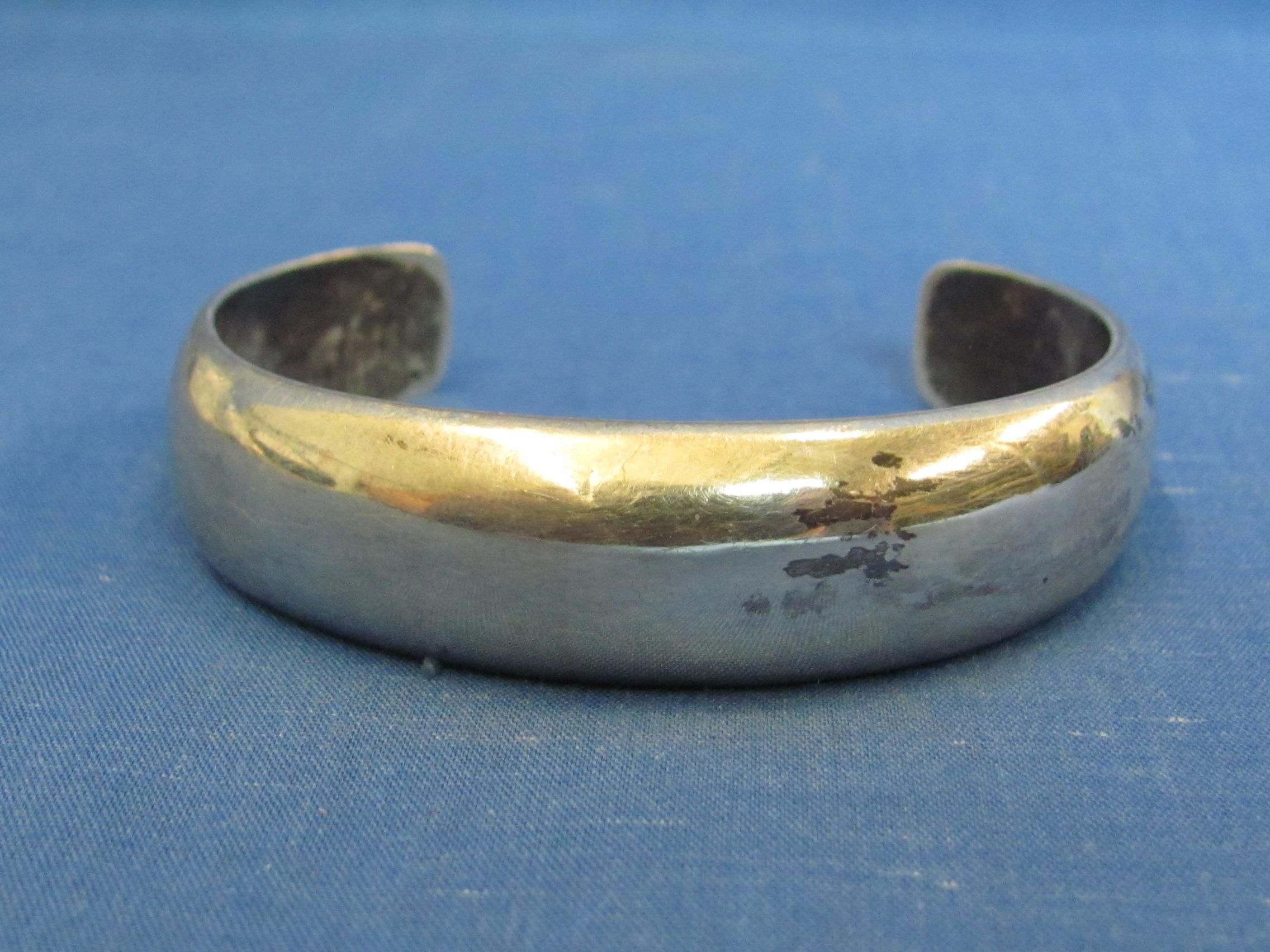 Sterling Silver Cuff Bracelet – Marked “J. Martinez Navajo” - Weight is 28.2 grams