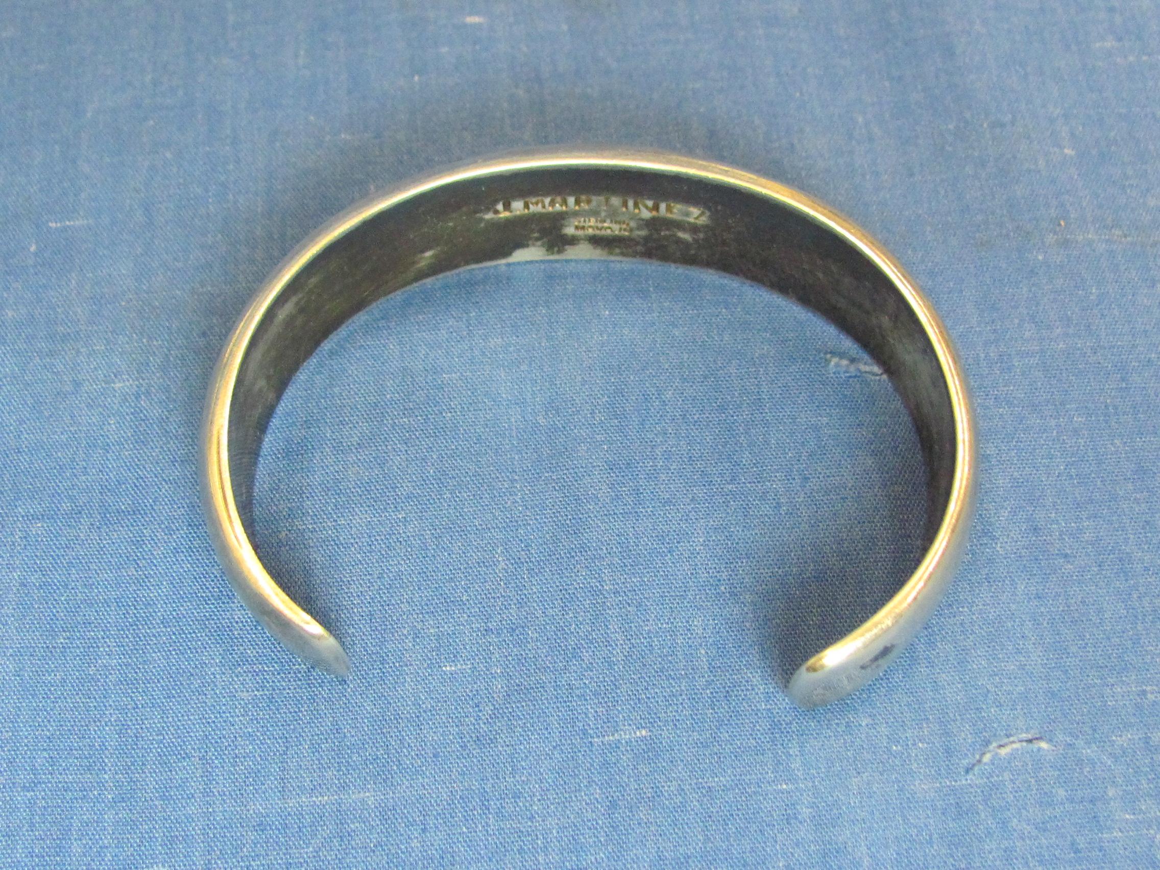 Sterling Silver Cuff Bracelet – Marked “J. Martinez Navajo” - Weight is 28.2 grams