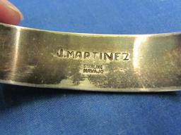 Sterling Silver Cuff Bracelet – Marked “J. Martinez Navajo” - Weight is 28.2 grams