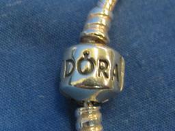 Pandora Sterling Silver Bracelet w 1 Flower Bead – Marked ALE – 7 3/4” long – 17.3 grams