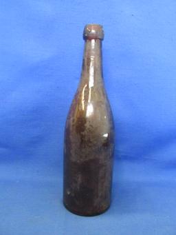 Blob Top Bottle “Rochester Brewery” Kansas City, MO 10”H Brown With Some Iridescence -