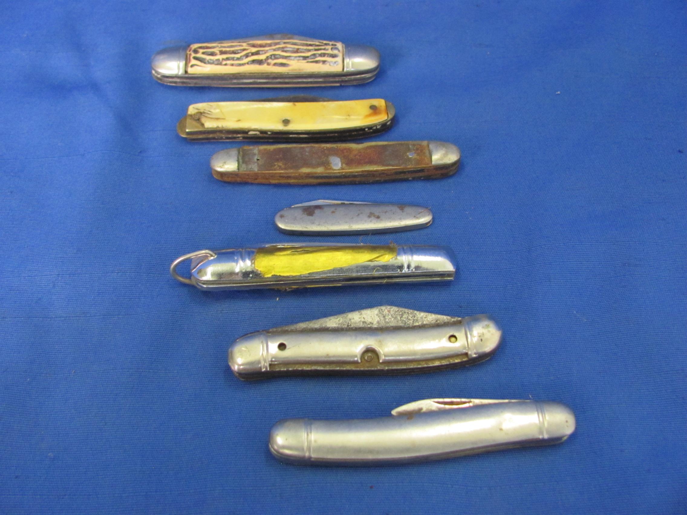 Lot of 7 Antique Pocket Knives Various Sizes/Shapes