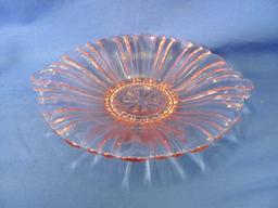 Pink Depression Glass Creamer and Sugar Set Both 4” Tall With Bowl 8” Wide