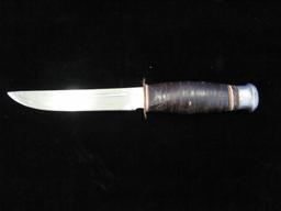 Hunting Knife Blade Measures 4 ¾” With Belt Loop Leather Sheath For The Knife