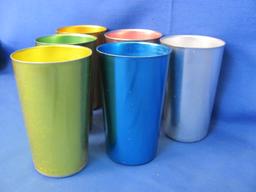 Lot Of 6 Vintage Bascal Aluminum Tumblers Cups 4 1/2"
