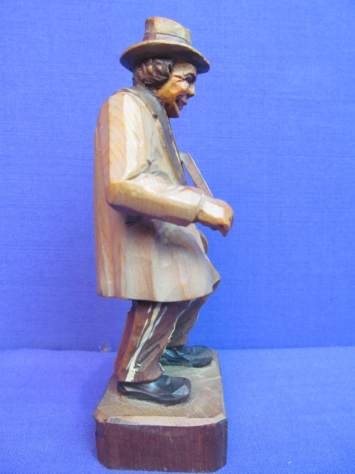 Collectibles Vintage German Wooden Carved Sculpture of Holzschnitzerel, Oberammergau City