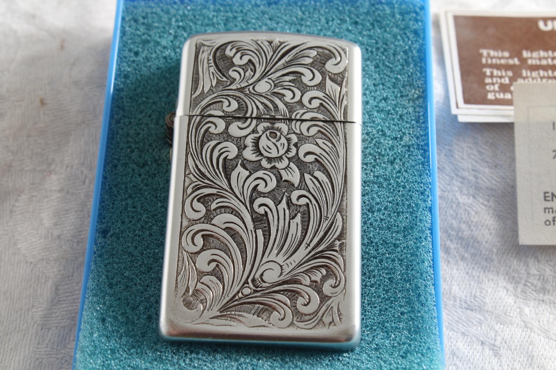 Vintage Embossed Brown & Bigelow Lighter with Papers & Case